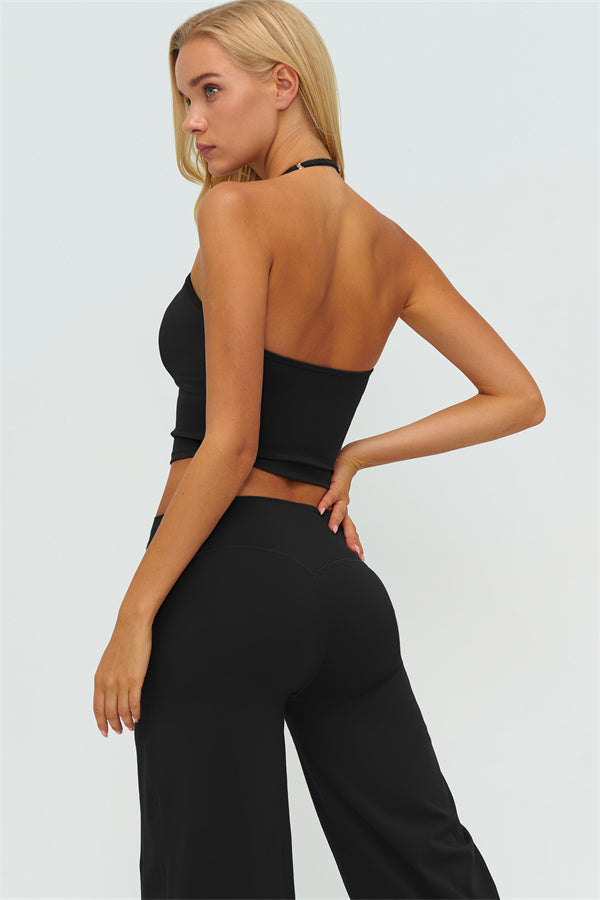 Top Halter Twirl y Pantalones Rectos de 2 Piezas