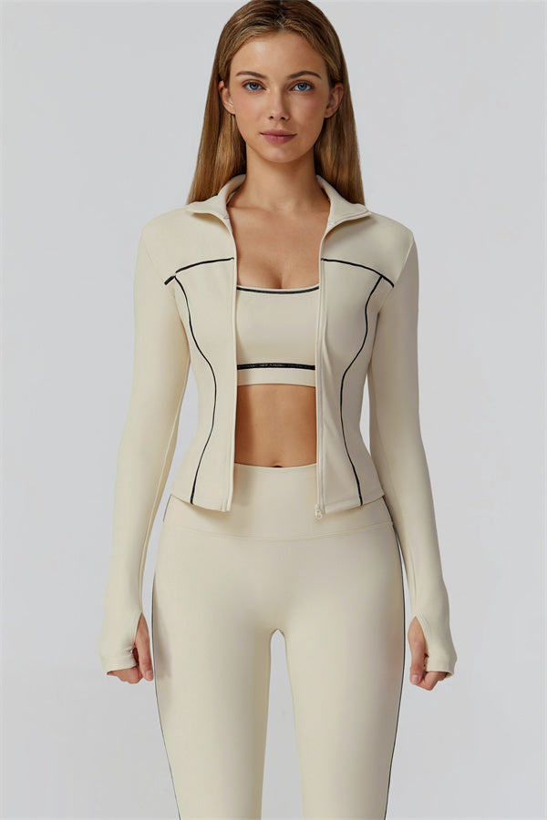 El conjunto de 3 piezas de leggings y sujetador deportivo con cremallera Venus