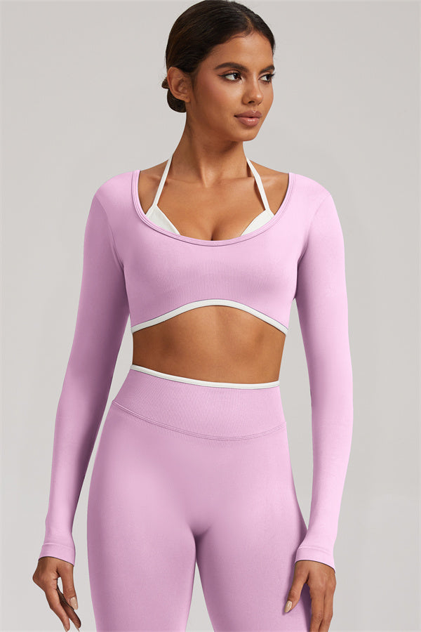Conjunto de 2 piezas Elevate de leggings y top corto de manga larga
