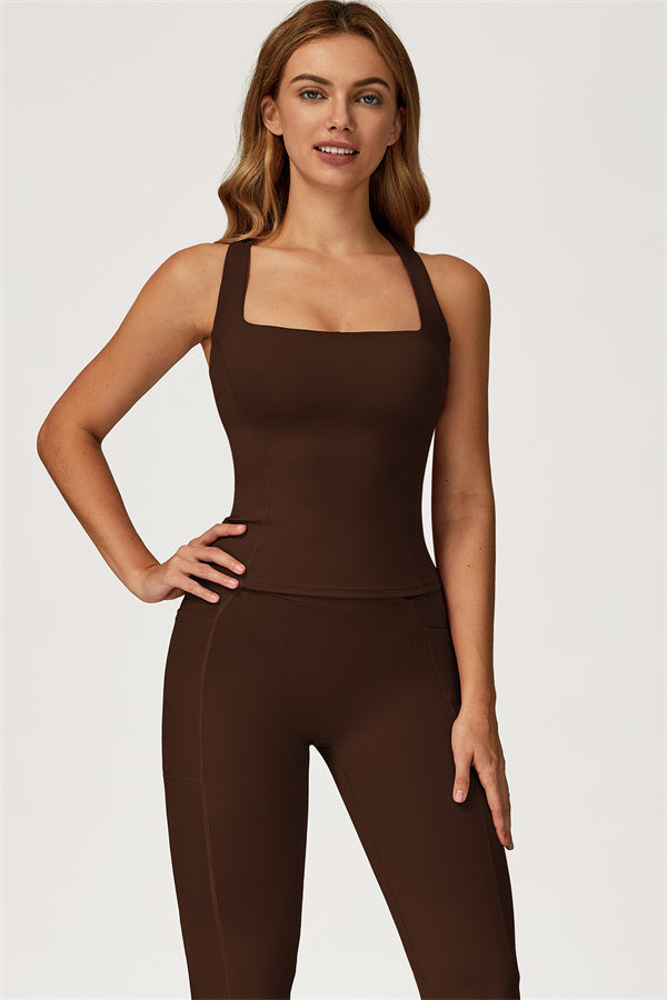 Conjunto de 2 piezas de top corto Glacier y leggings con pernera acampanada