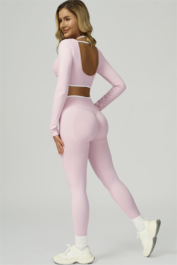 El conjunto de 2 piezas de crop top de manga larga y leggings Prime Line