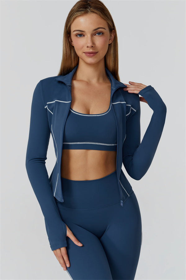 El conjunto de 3 piezas de leggings y sujetador deportivo con cremallera Venus
