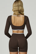Conjunto de 2 piezas de shorts y top corto de manga larga Prime Line