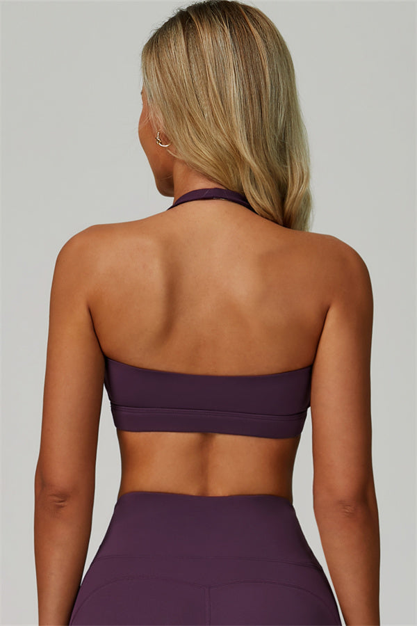 Conjunto de 2 piezas de shorts y top deportivo halter atrevido