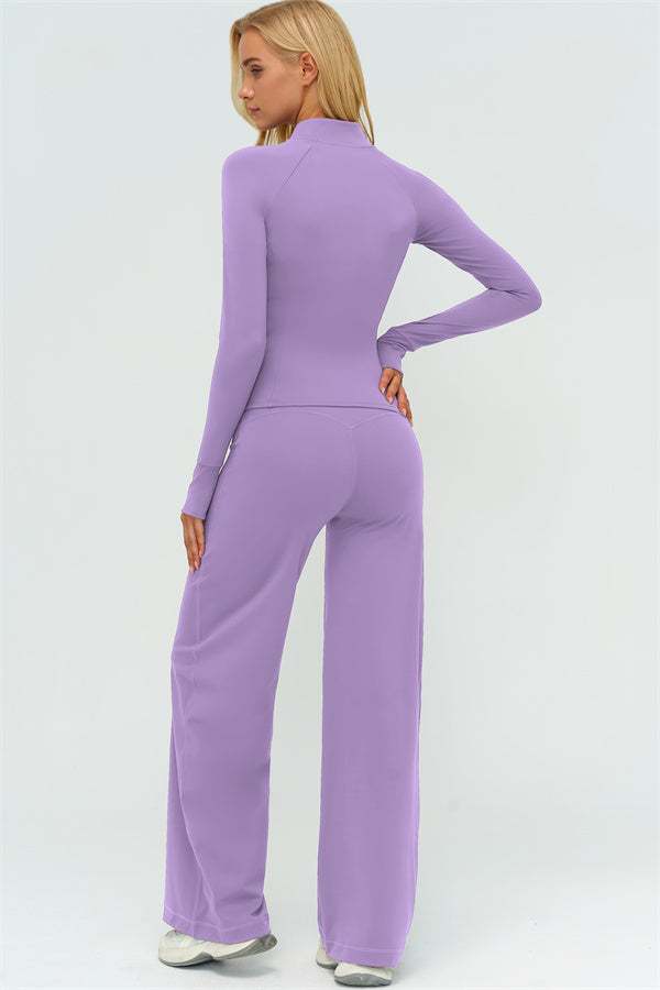 Conjunto de 3 piezas: sujetador deportivo, chaqueta con cremallera Twirl y pantalones de pierna recta nuevos