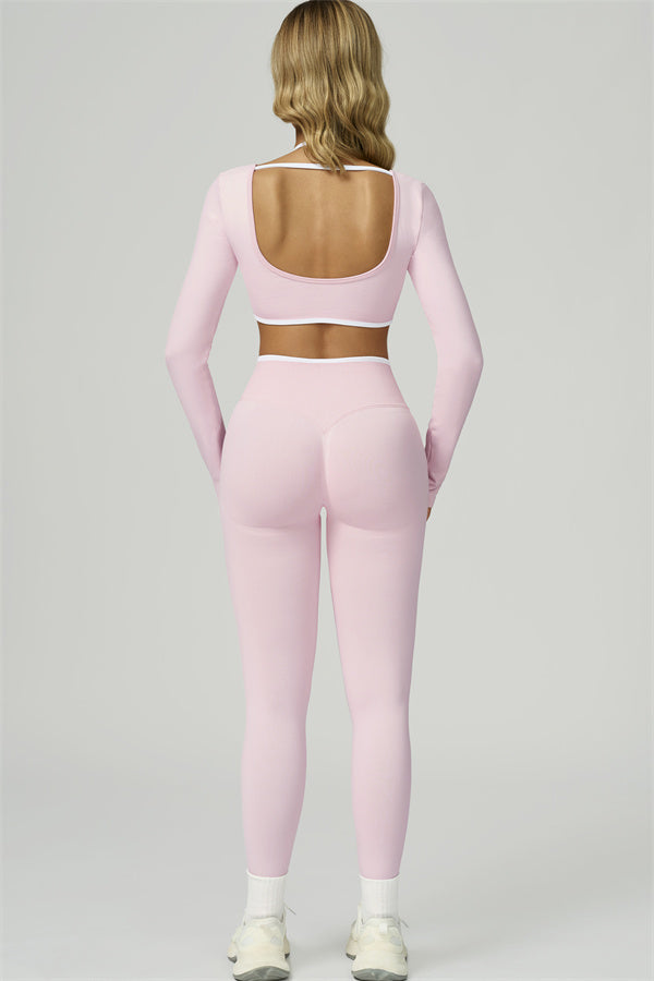 El conjunto de 2 piezas de crop top de manga larga y leggings Prime Line