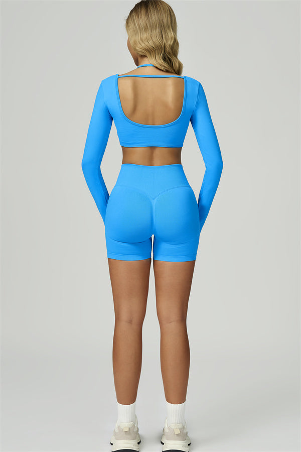 Conjunto de 2 piezas de top corto de manga larga y pantalones cortos Prime