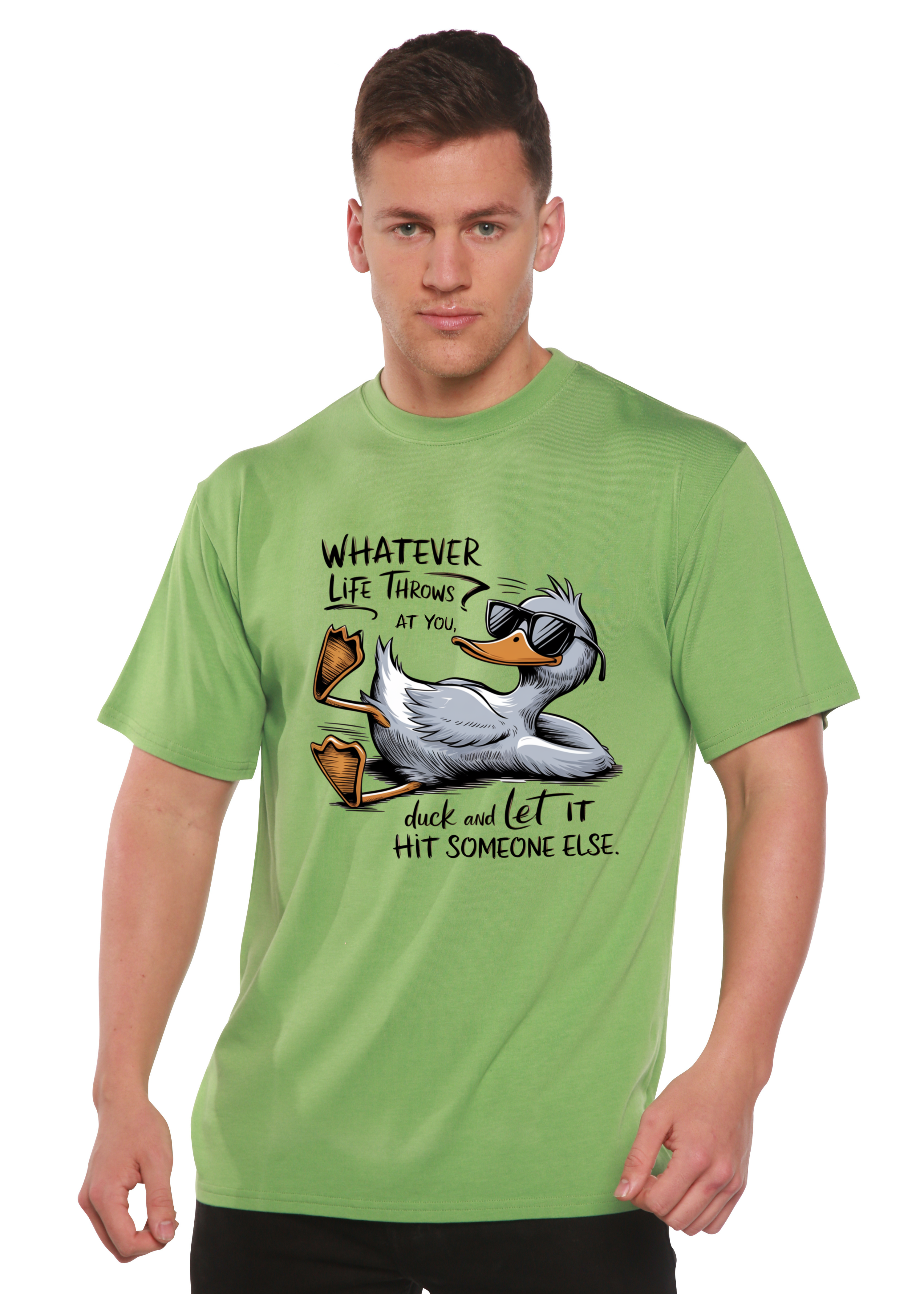 Camiseta gráfica unisex divertida de bambú/algodón "Lo que te depare la vida"