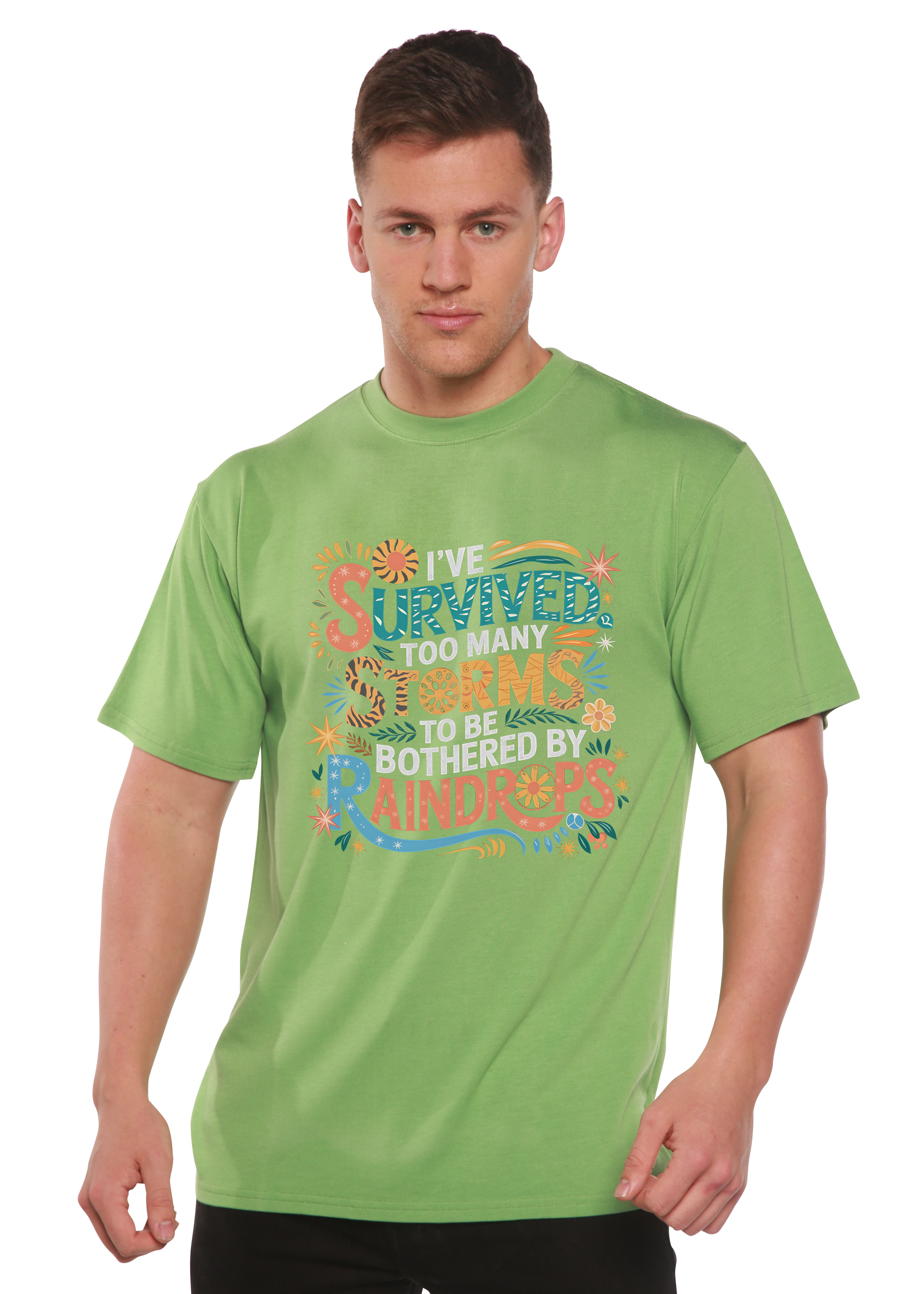 Camiseta gráfica unisex de bambú/algodón "He sobrevivido demasiadas tormentas como para ser solo"