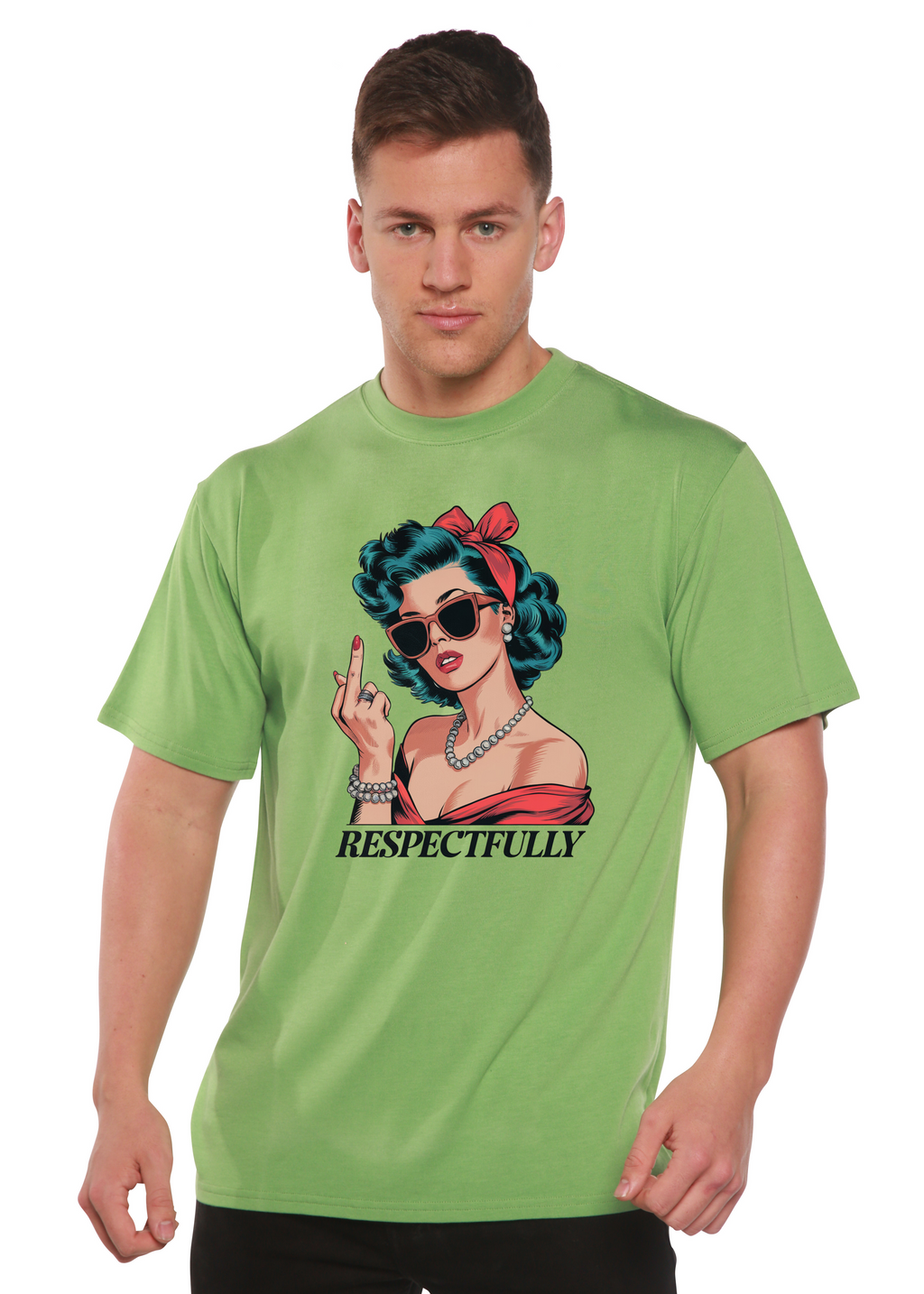Camiseta gráfica unisex de bambú/algodón con "Respectfully Middle Finger"