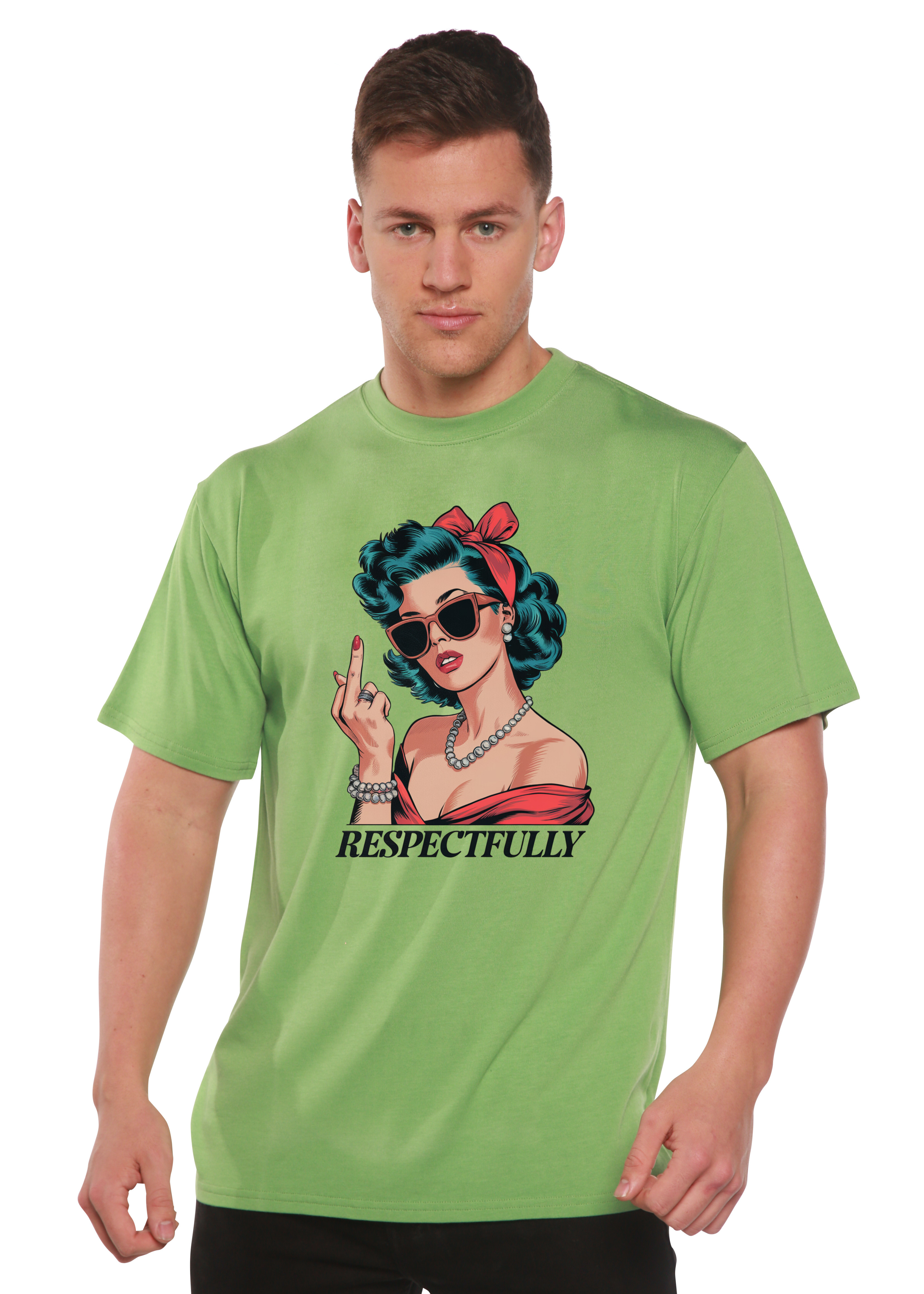 Camiseta gráfica unisex de bambú/algodón con "Respectfully Middle Finger"
