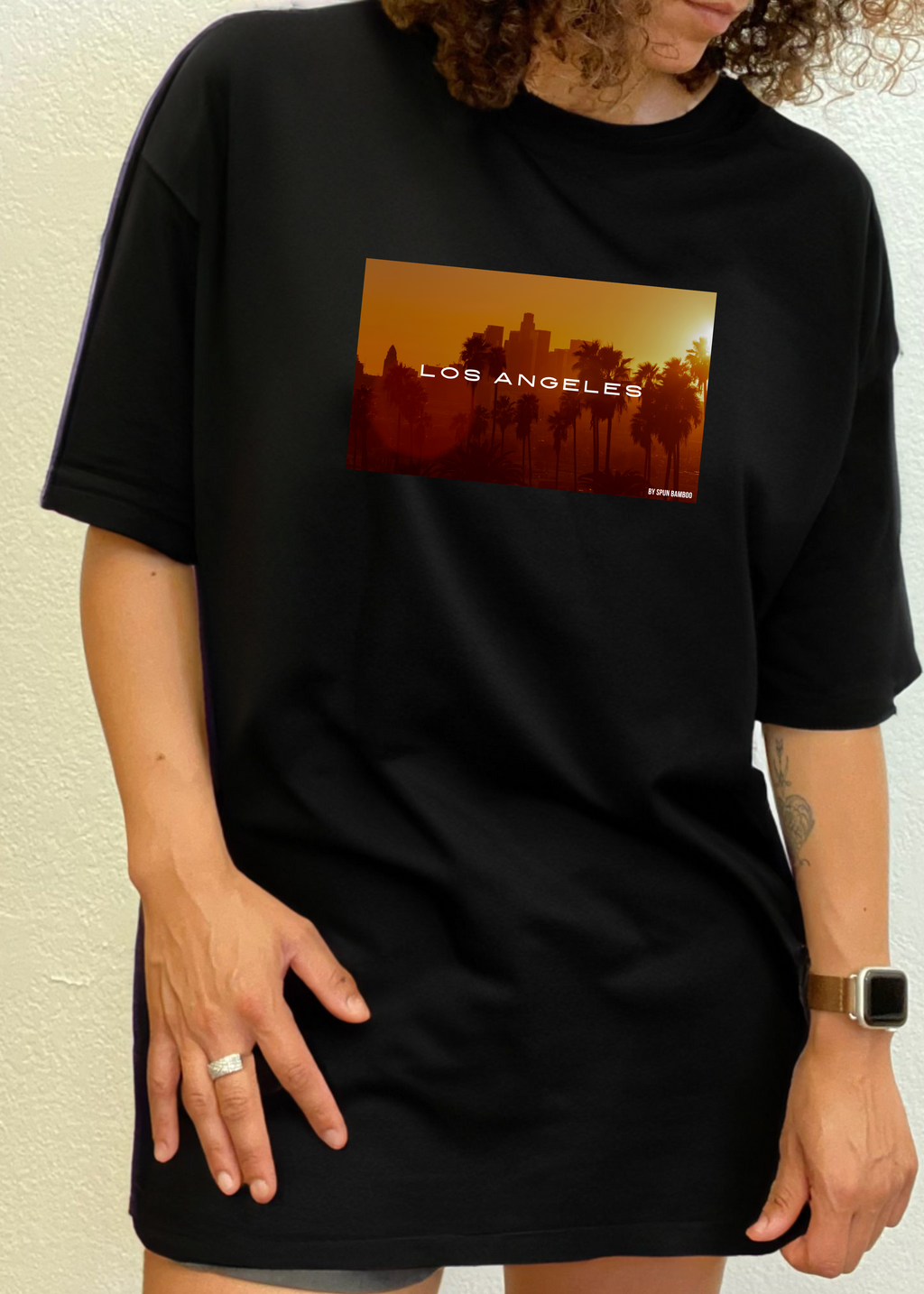 Camiseta gráfica unisex de manga corta Los Angeles de viscosa de bambú/algodón orgánico