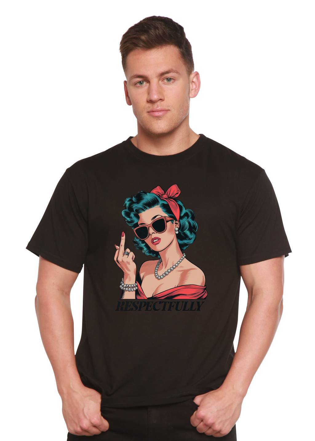 Camiseta gráfica unisex de bambú/algodón con "Respectfully Middle Finger"