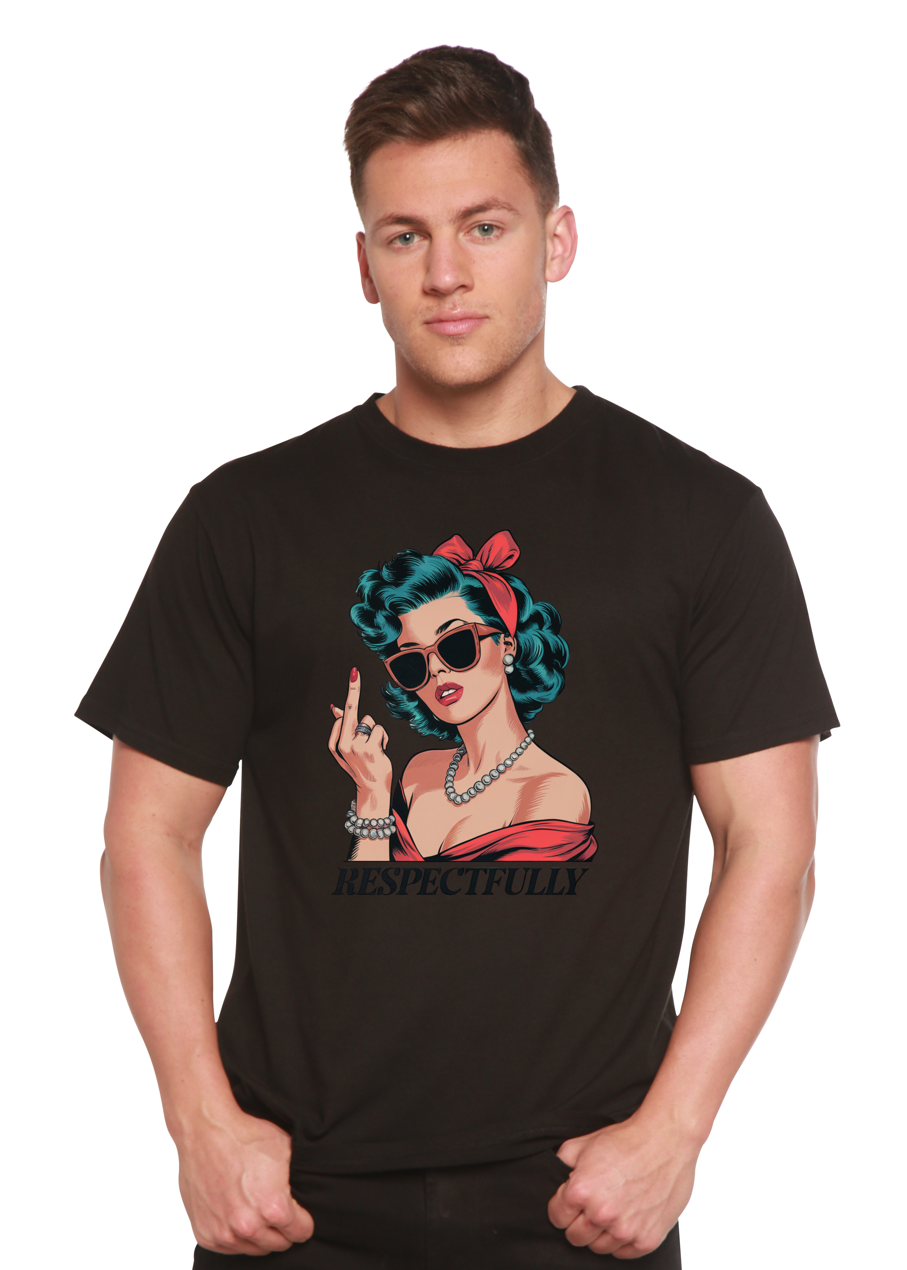 Camiseta gráfica unisex de bambú/algodón con "Respectfully Middle Finger"