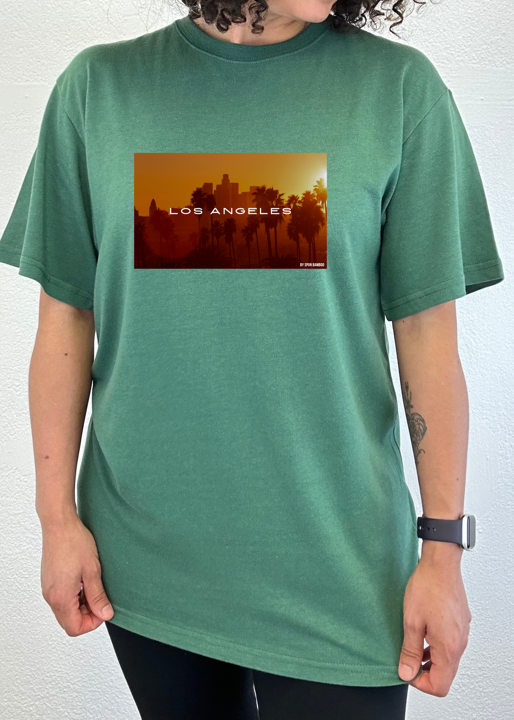 Camiseta gráfica unisex de manga corta Los Angeles de viscosa de bambú/algodón orgánico