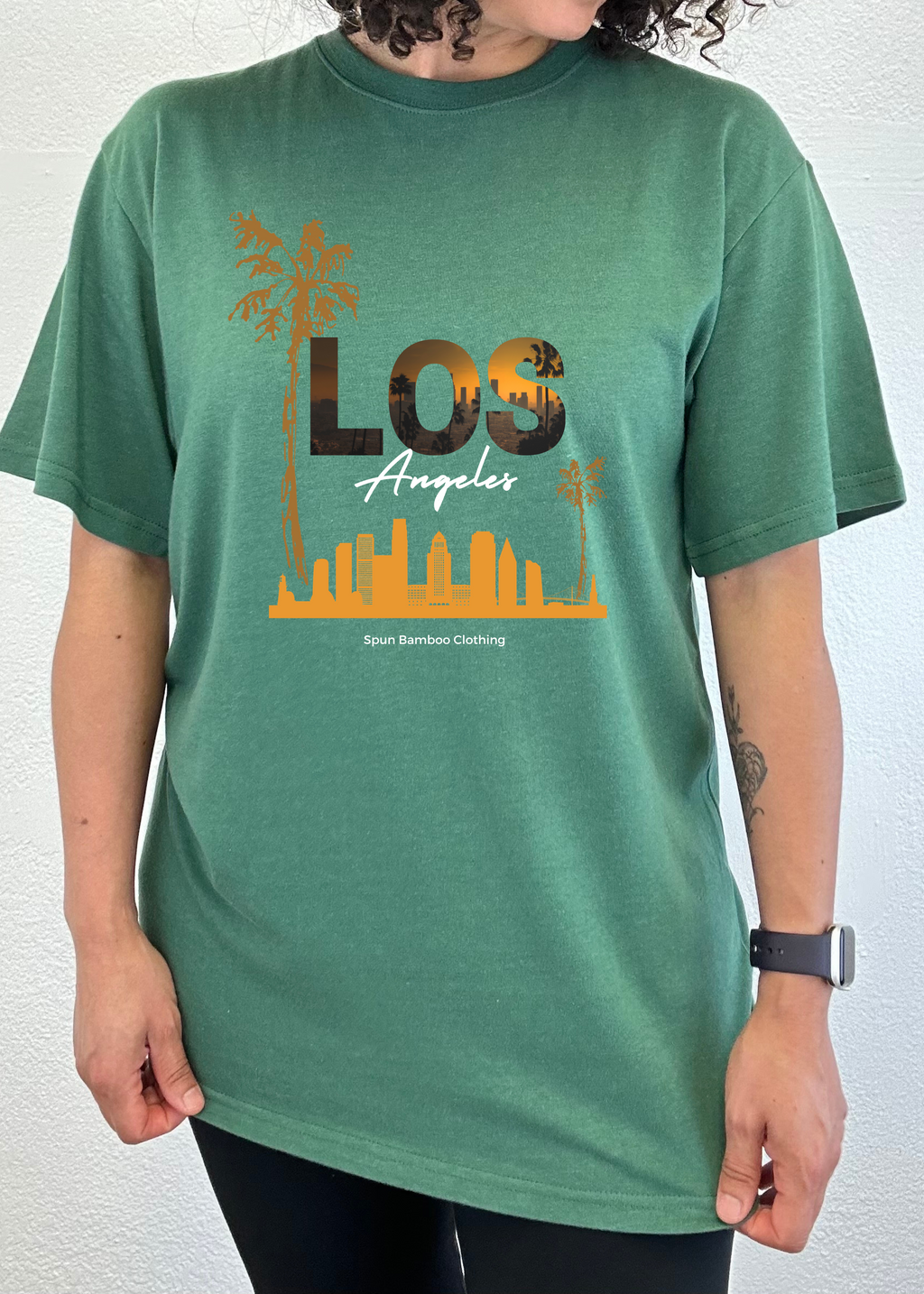 Camiseta gráfica de manga corta de viscosa de bambú/algodón orgánico unisex Los Angeles