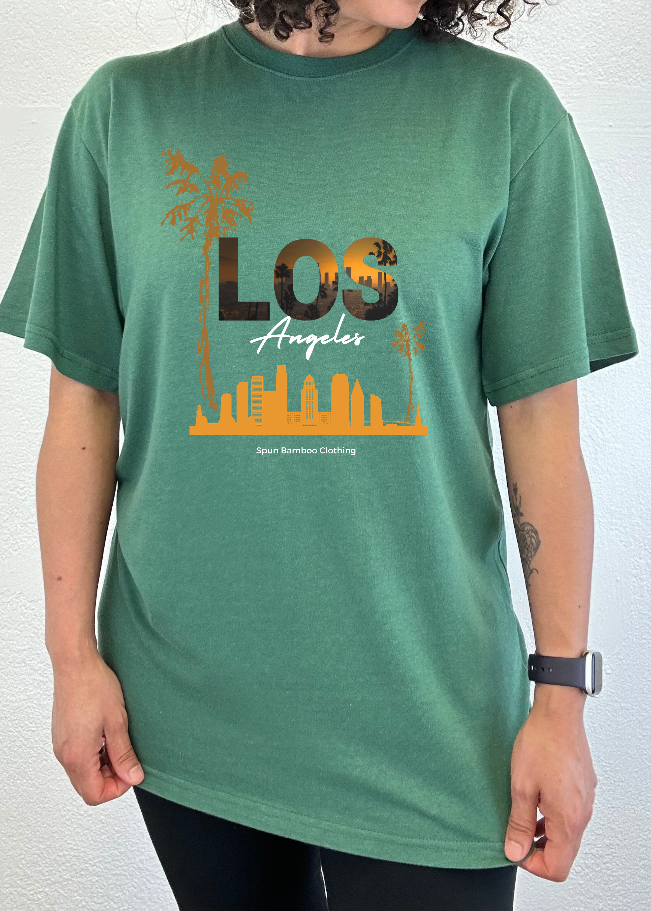 Camiseta gráfica de manga corta de viscosa de bambú/algodón orgánico unisex Los Angeles