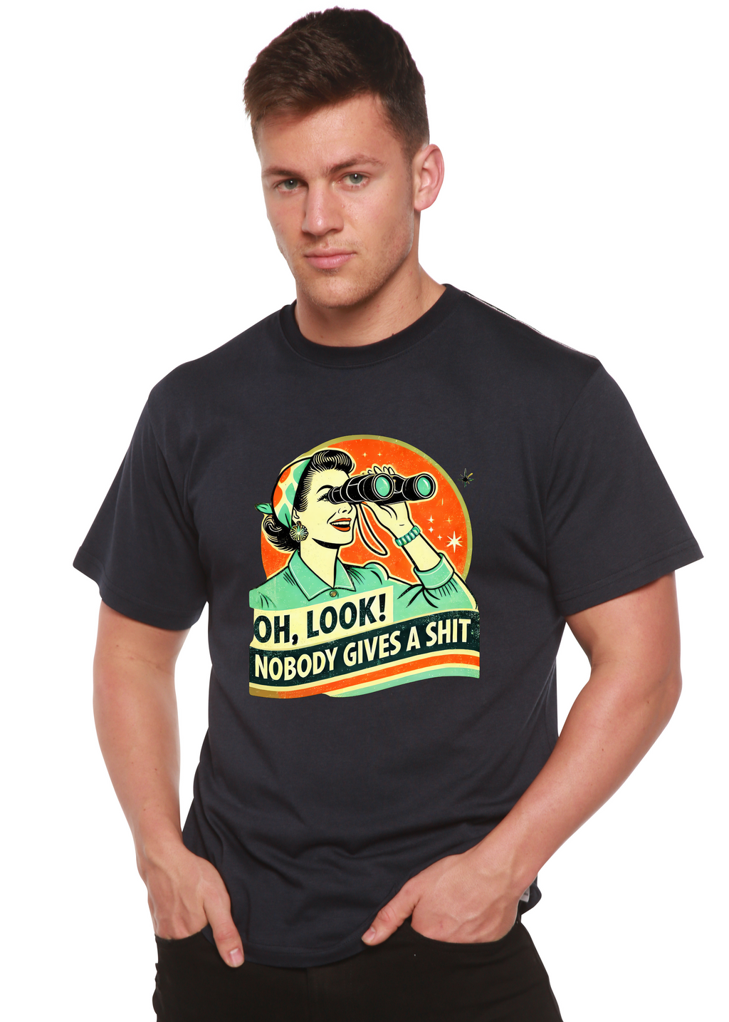 Camiseta gráfica unisex divertida Retro Mujer de bambú/algodón