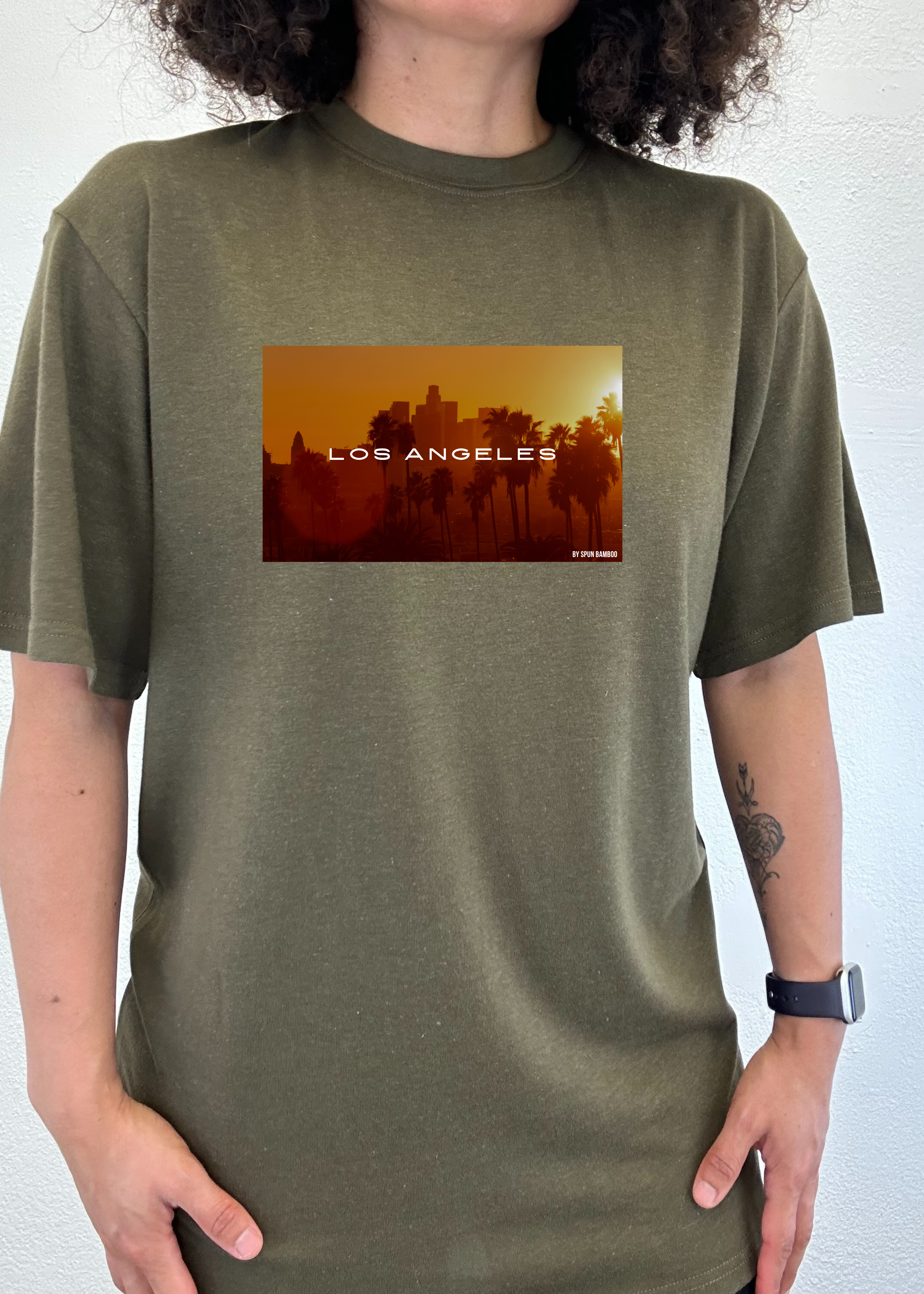 Camiseta gráfica unisex de manga corta Los Angeles de viscosa de bambú/algodón orgánico