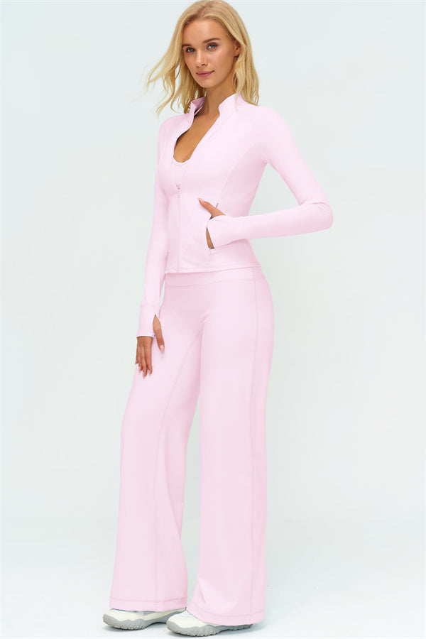Conjunto de 3 piezas: sujetador deportivo, chaqueta con cremallera Twirl y pantalones de pierna recta nuevos