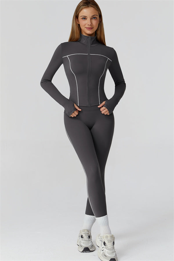 El conjunto de 3 piezas de leggings y sujetador deportivo con cremallera Venus