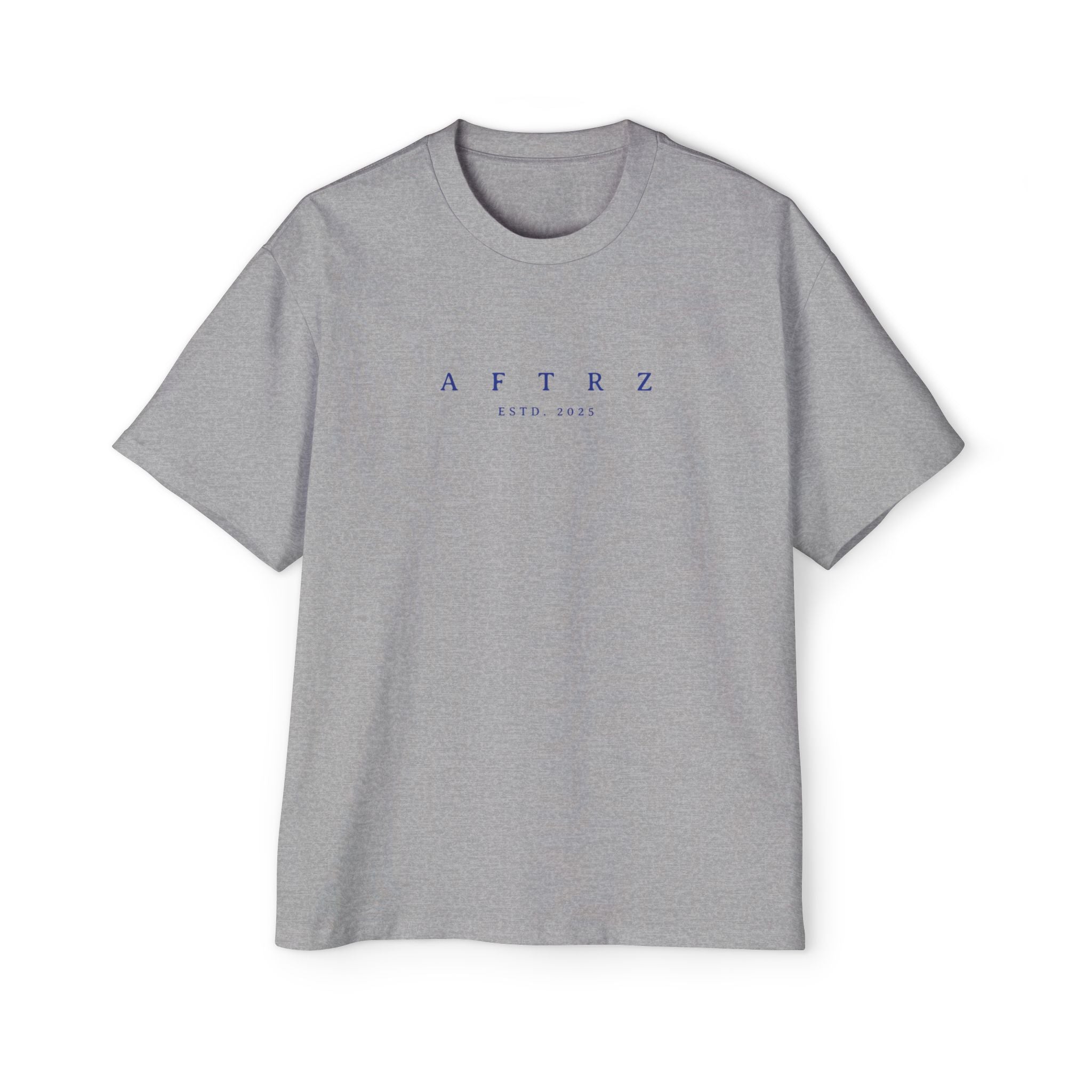 Camiseta de manga corta Aftrz Classics Heavy Oversized - Gris con logo azul
