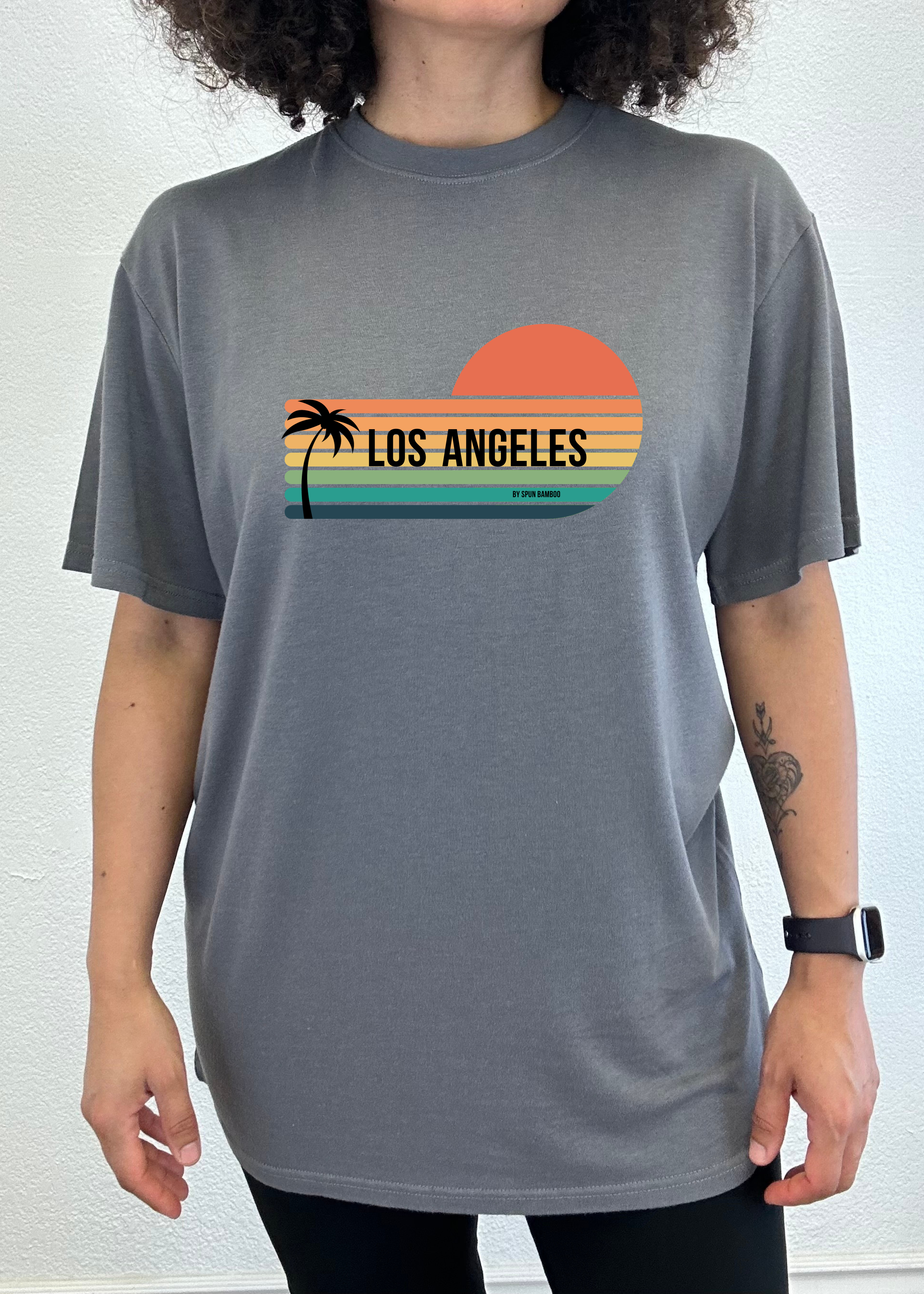 Camiseta gráfica de manga corta unisex de bambú viscosa/algodón orgánico Los Angeles Spun Bamboo