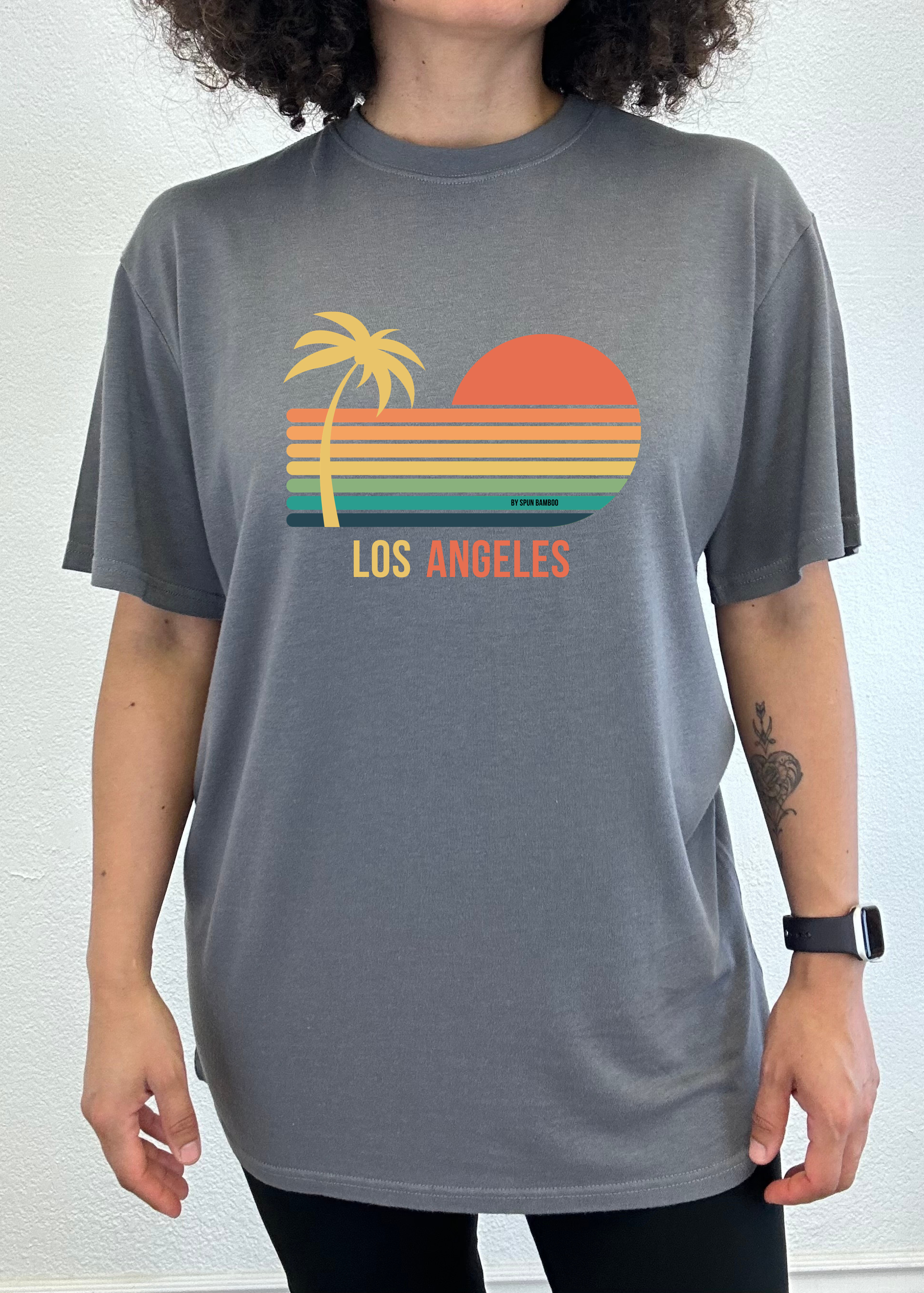 Camiseta gráfica unisex de manga corta Los Angeles de viscosa de bambú/algodón orgánico