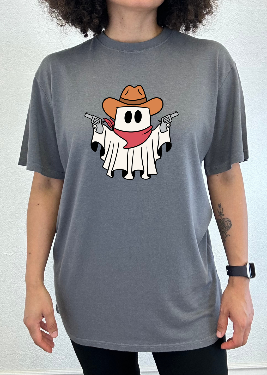 Camiseta gráfica de manga corta de viscosa de bambú y algodón orgánico unisex Cowboy Ghost