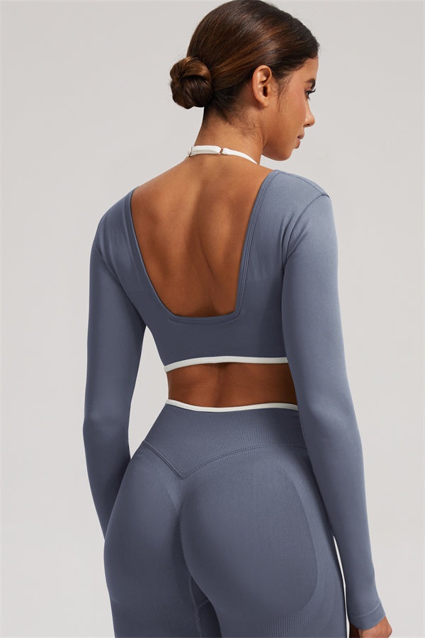 Conjunto de 2 piezas Elevate New: Top corto de manga larga y leggings