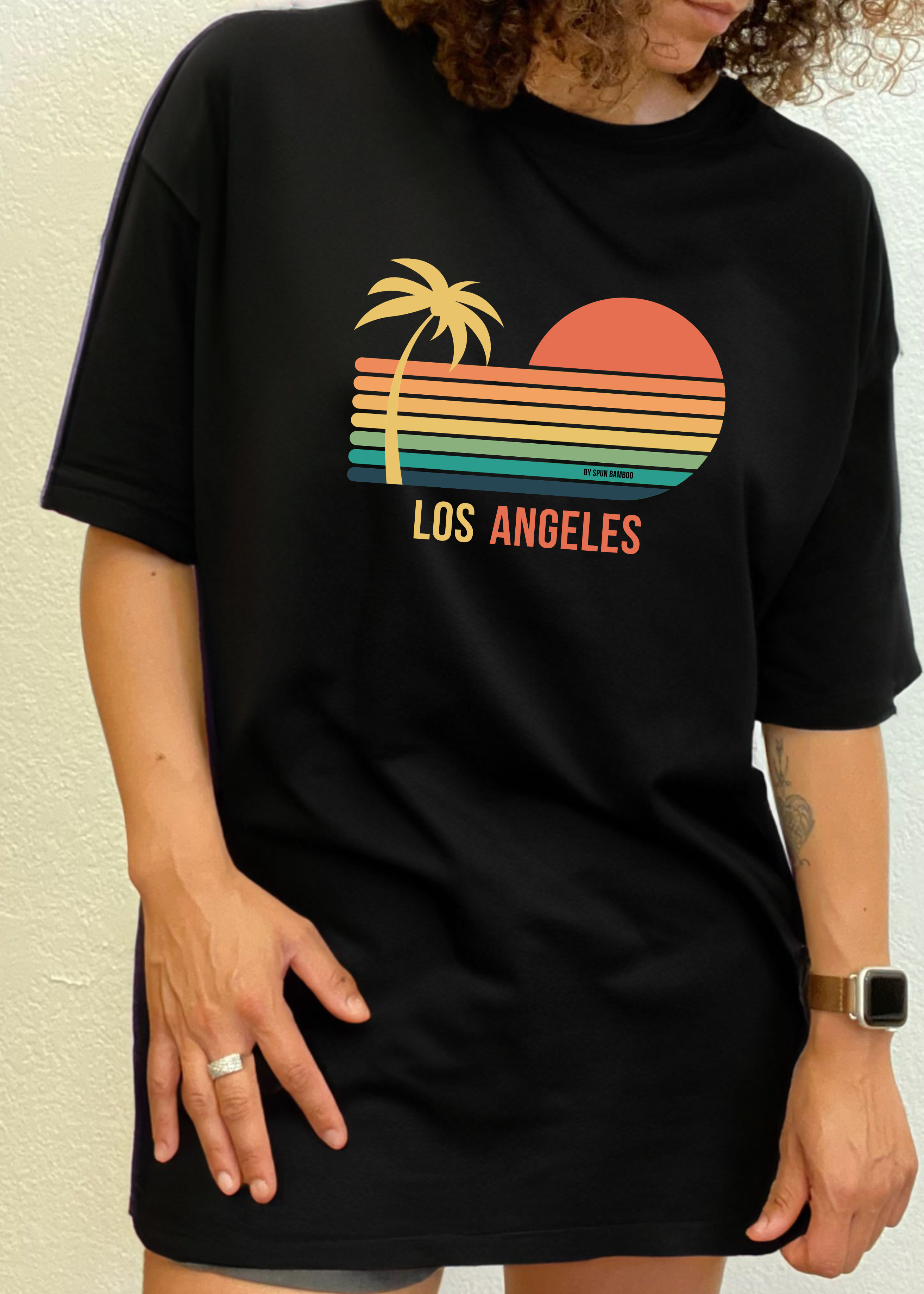 Camiseta gráfica unisex de manga corta Los Angeles de viscosa de bambú/algodón orgánico
