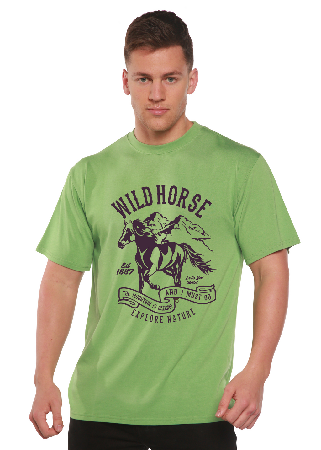 Camiseta gráfica de manga corta Wild Horse Spun Bamboo® de viscosa de bambú/algodón orgánico para hombre