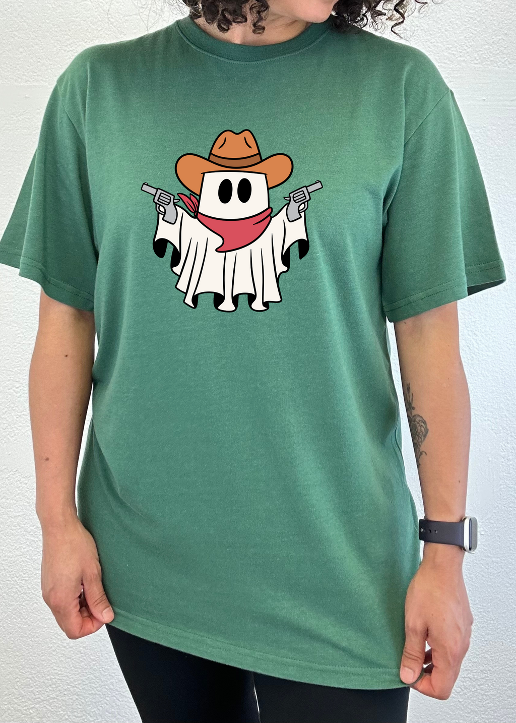 Camiseta gráfica de manga corta de viscosa de bambú y algodón orgánico unisex Cowboy Ghost