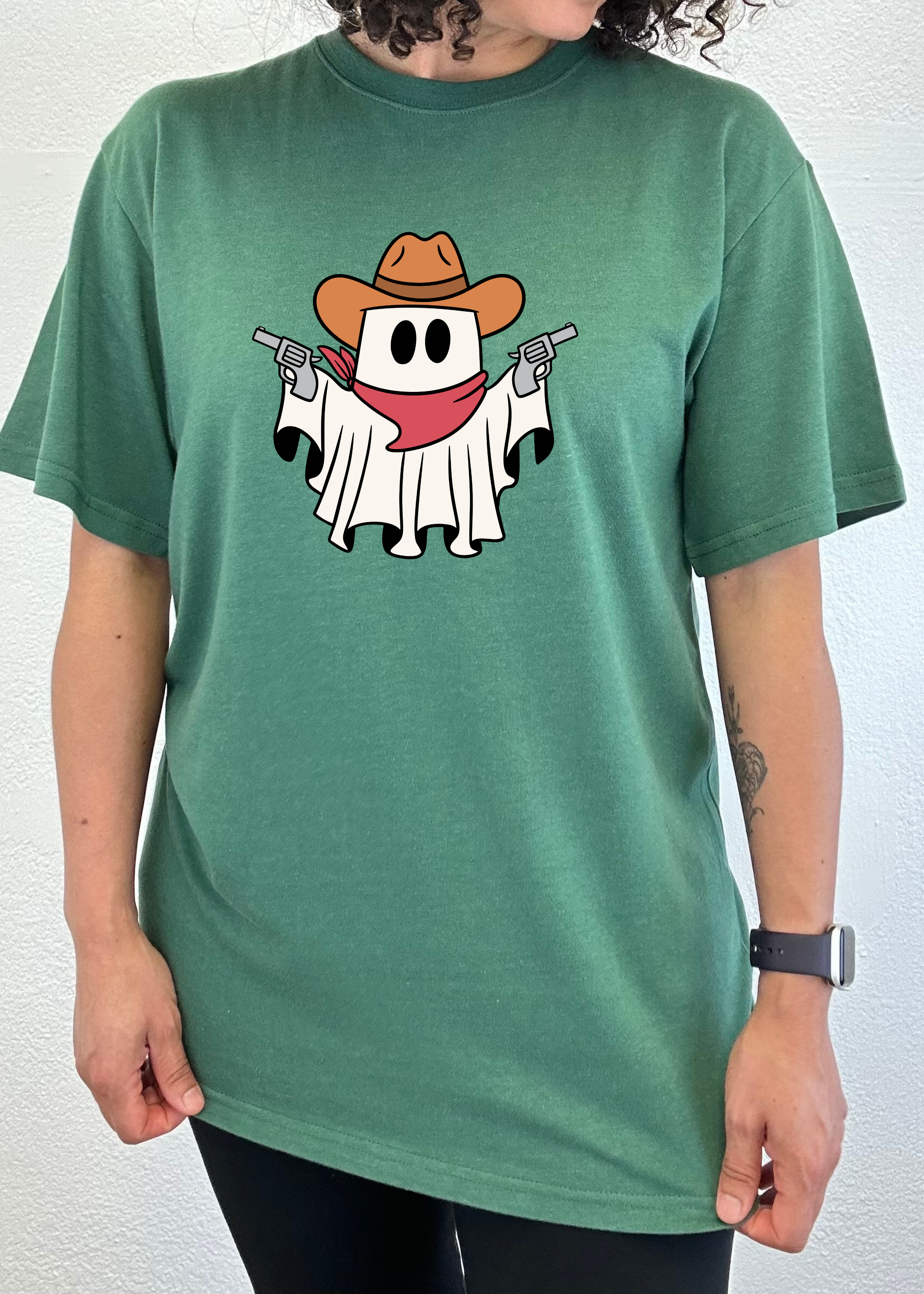 Camiseta gráfica de manga corta de viscosa de bambú y algodón orgánico unisex Cowboy Ghost