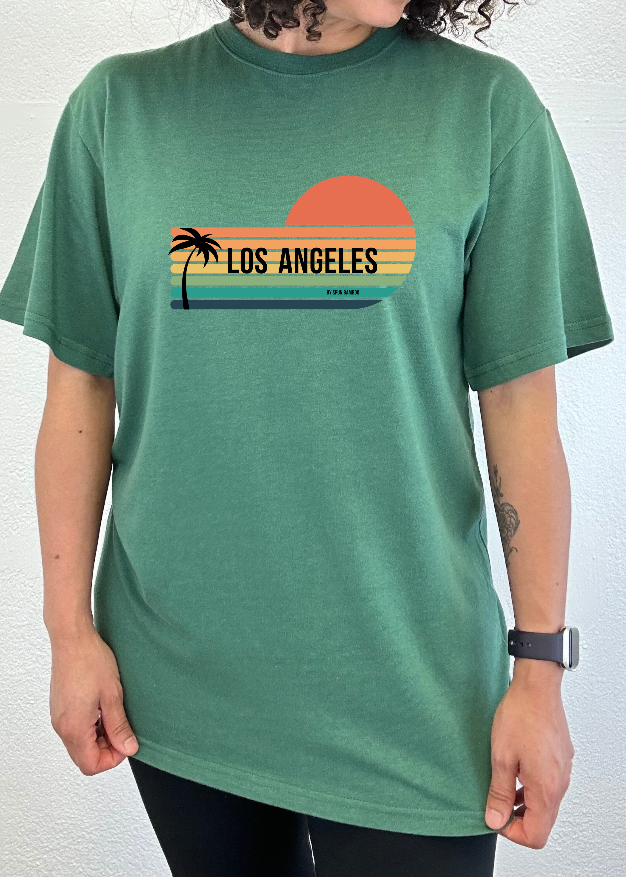 Camiseta gráfica de manga corta unisex de bambú viscosa/algodón orgánico Los Angeles Spun Bamboo