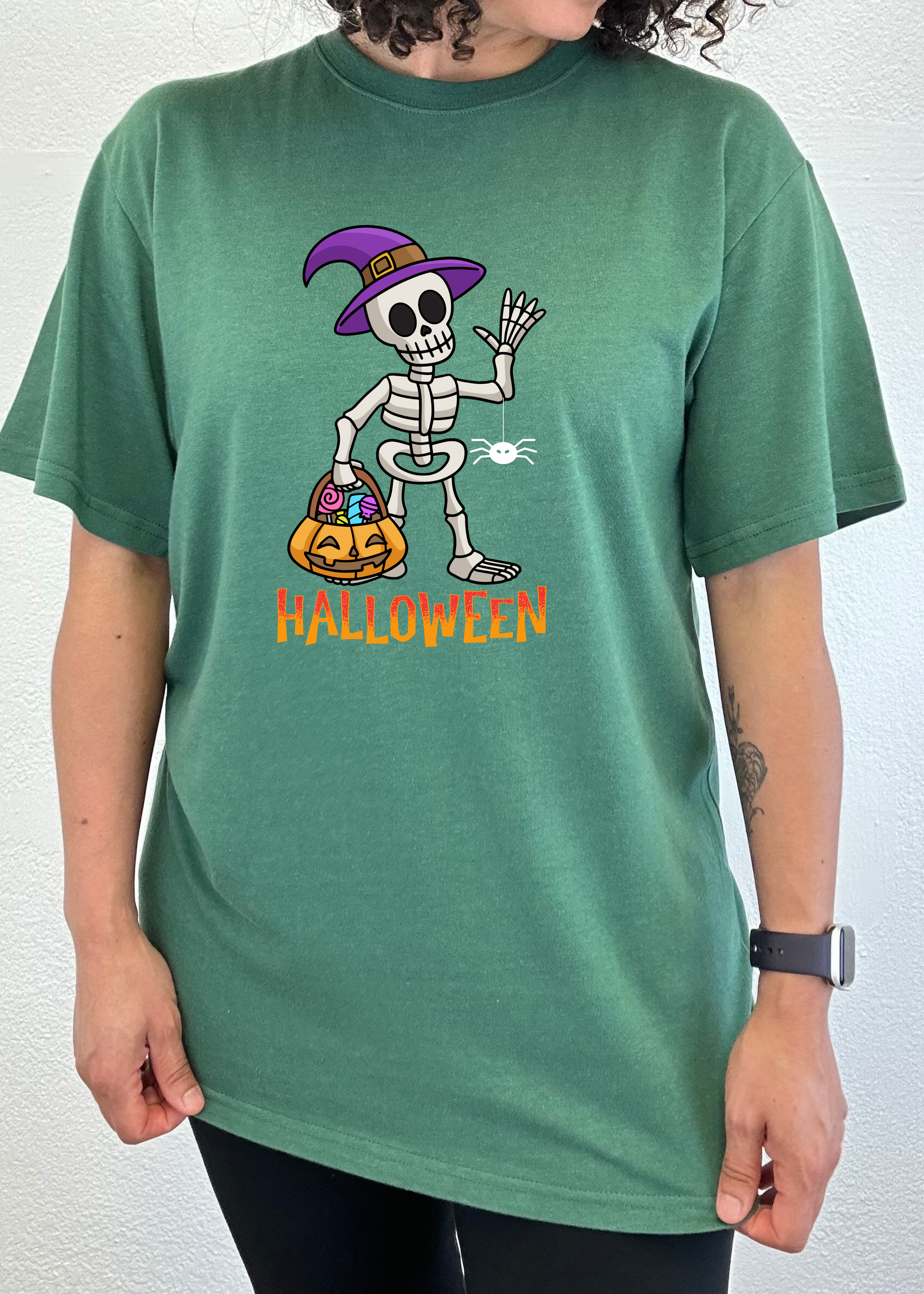 Camiseta gráfica unisex de manga corta de bambú-viscosa/algodón orgánico "Happy Halloween"