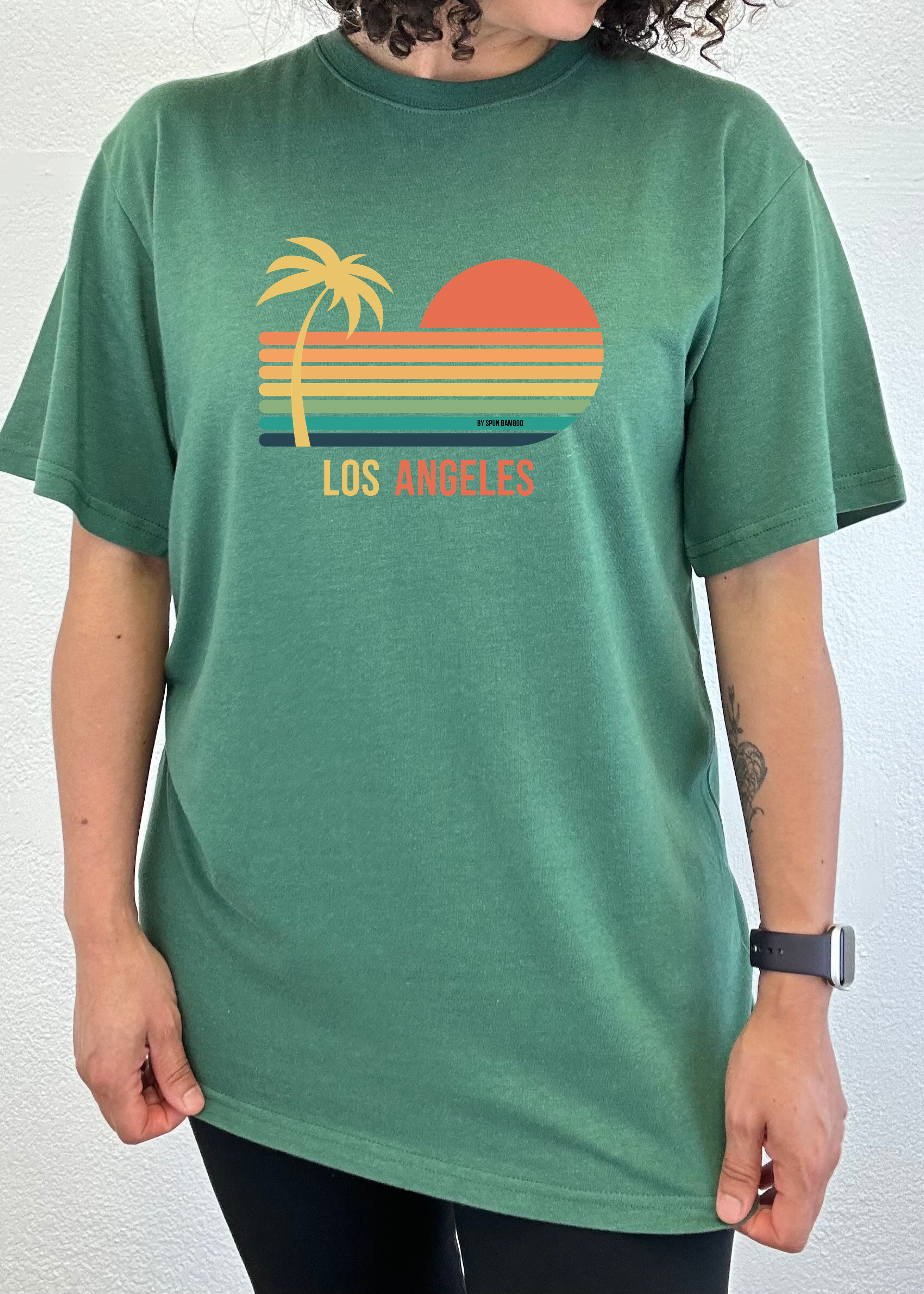 Camiseta gráfica unisex de manga corta Los Angeles de viscosa de bambú/algodón orgánico