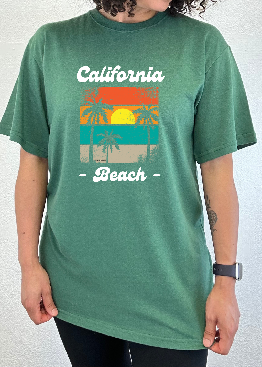 Camiseta gráfica de manga corta de viscosa de bambú y algodón orgánico California Beach unisex
