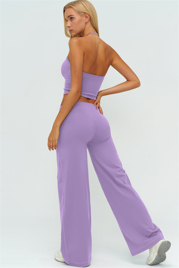 Top Halter Twirl y Pantalones Rectos de 2 Piezas