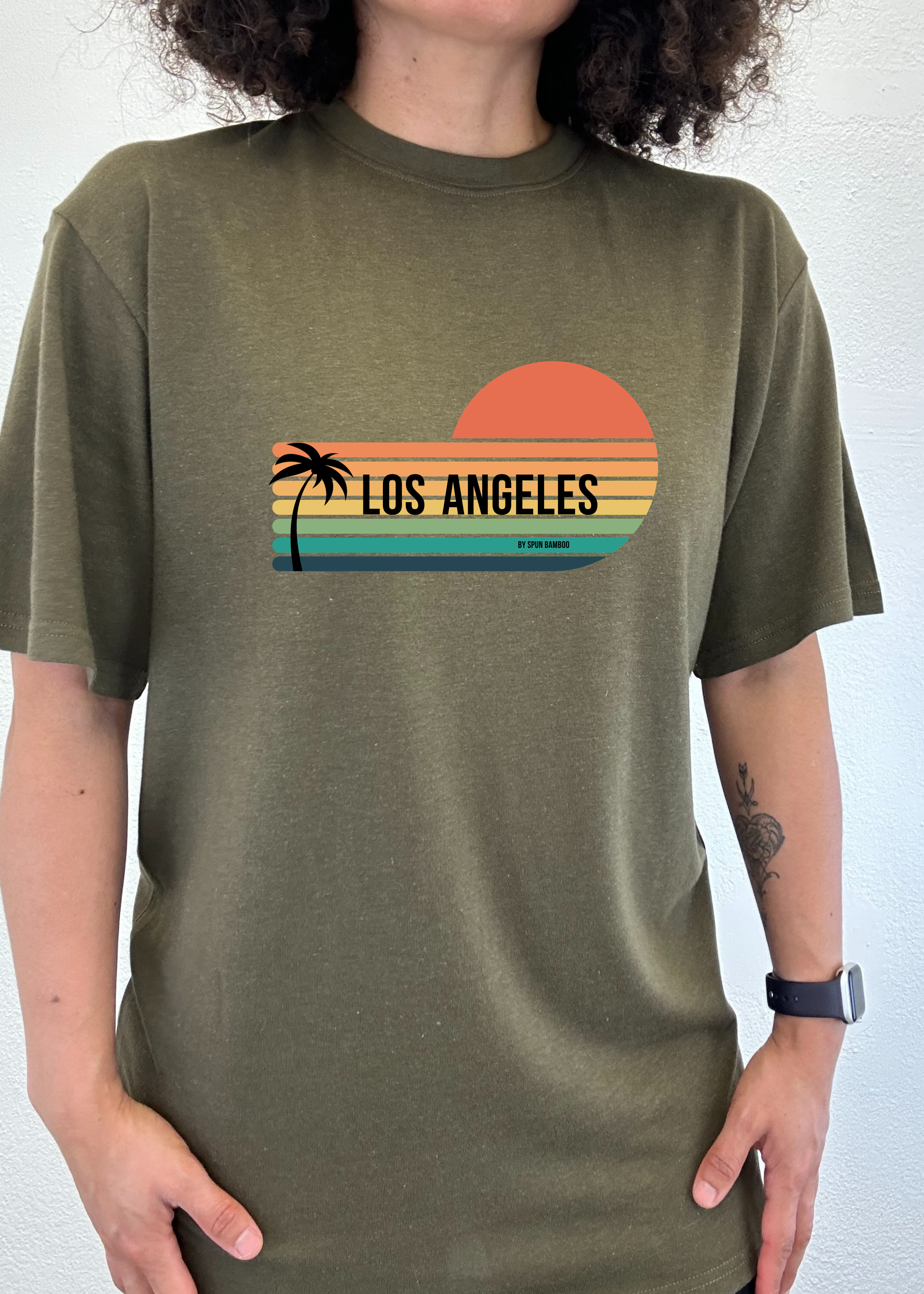 Camiseta gráfica de manga corta unisex de bambú viscosa/algodón orgánico Los Angeles Spun Bamboo