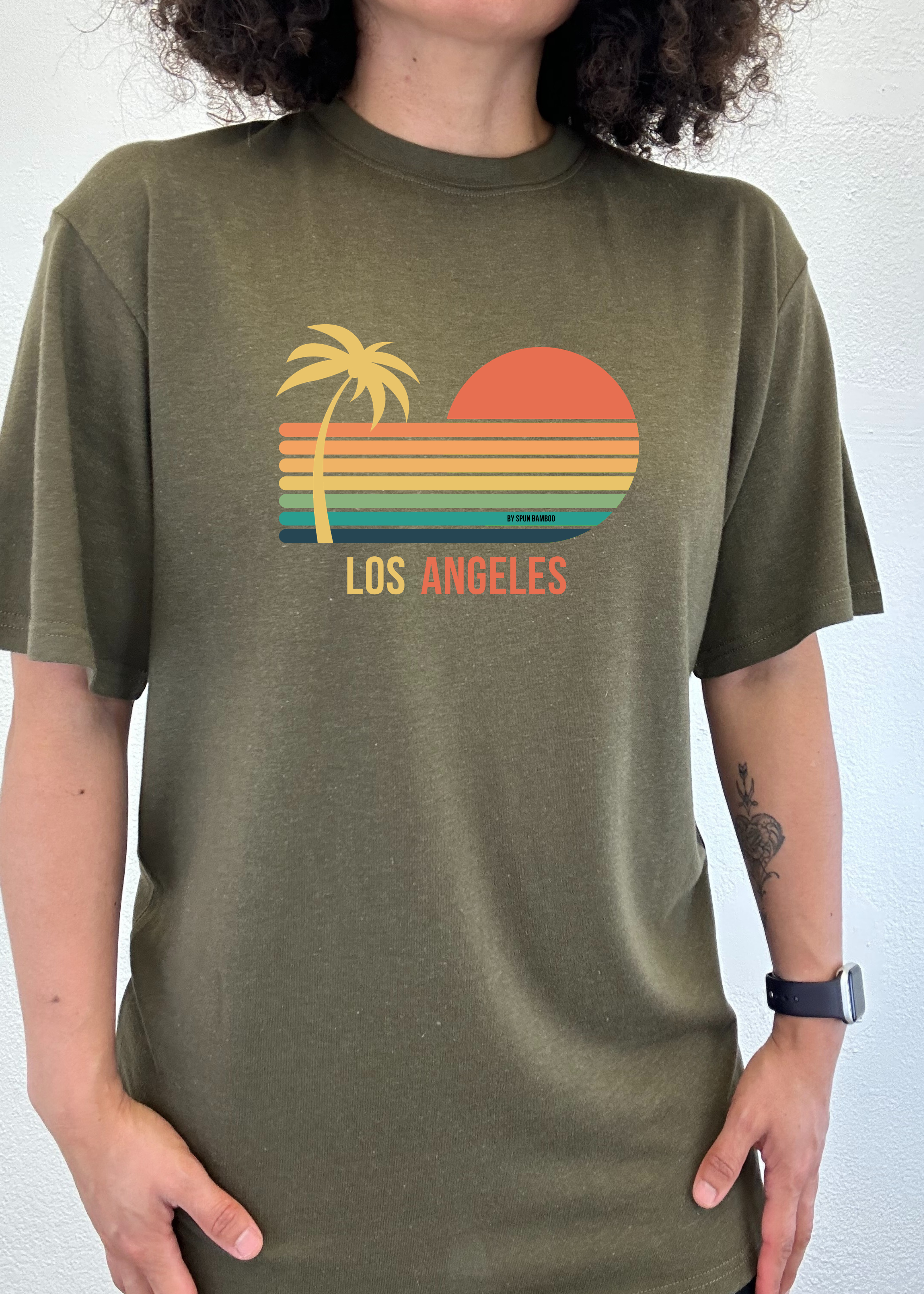 Camiseta gráfica unisex de manga corta Los Angeles de viscosa de bambú/algodón orgánico