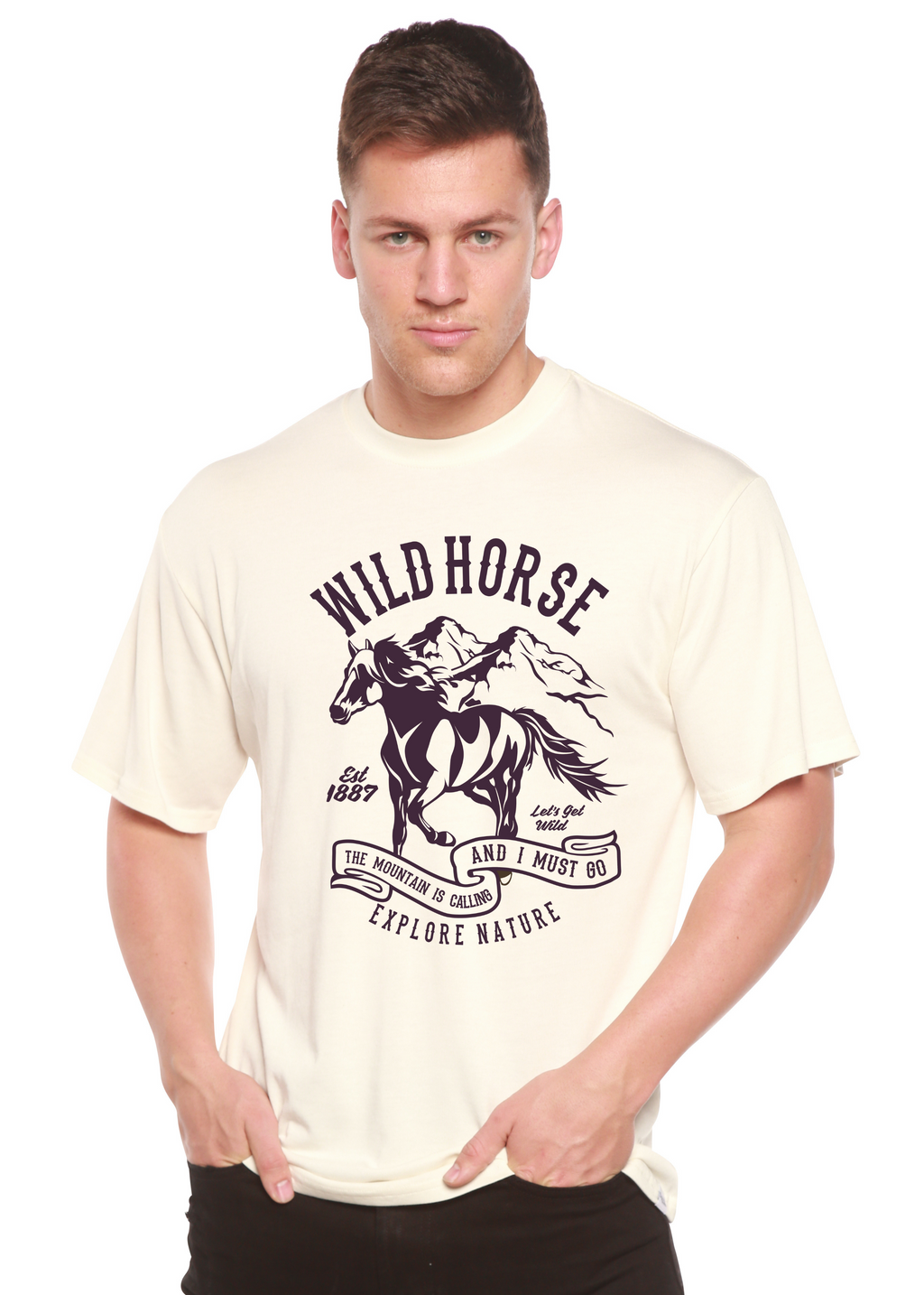 Camiseta gráfica de manga corta Wild Horse Spun Bamboo® de viscosa de bambú/algodón orgánico para hombre