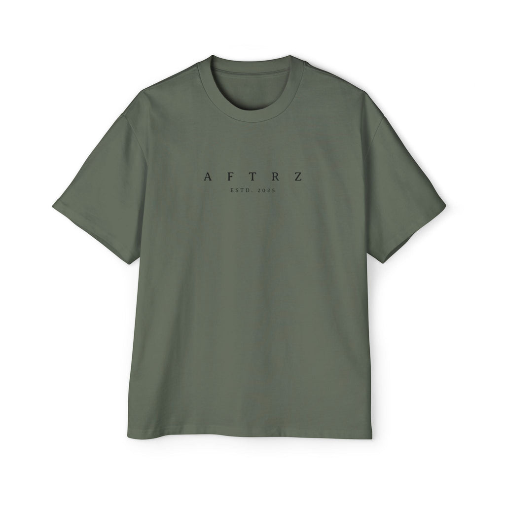 Camiseta de manga corta holgada Aftrz Classics Heavy - Verde oliva con logo negro