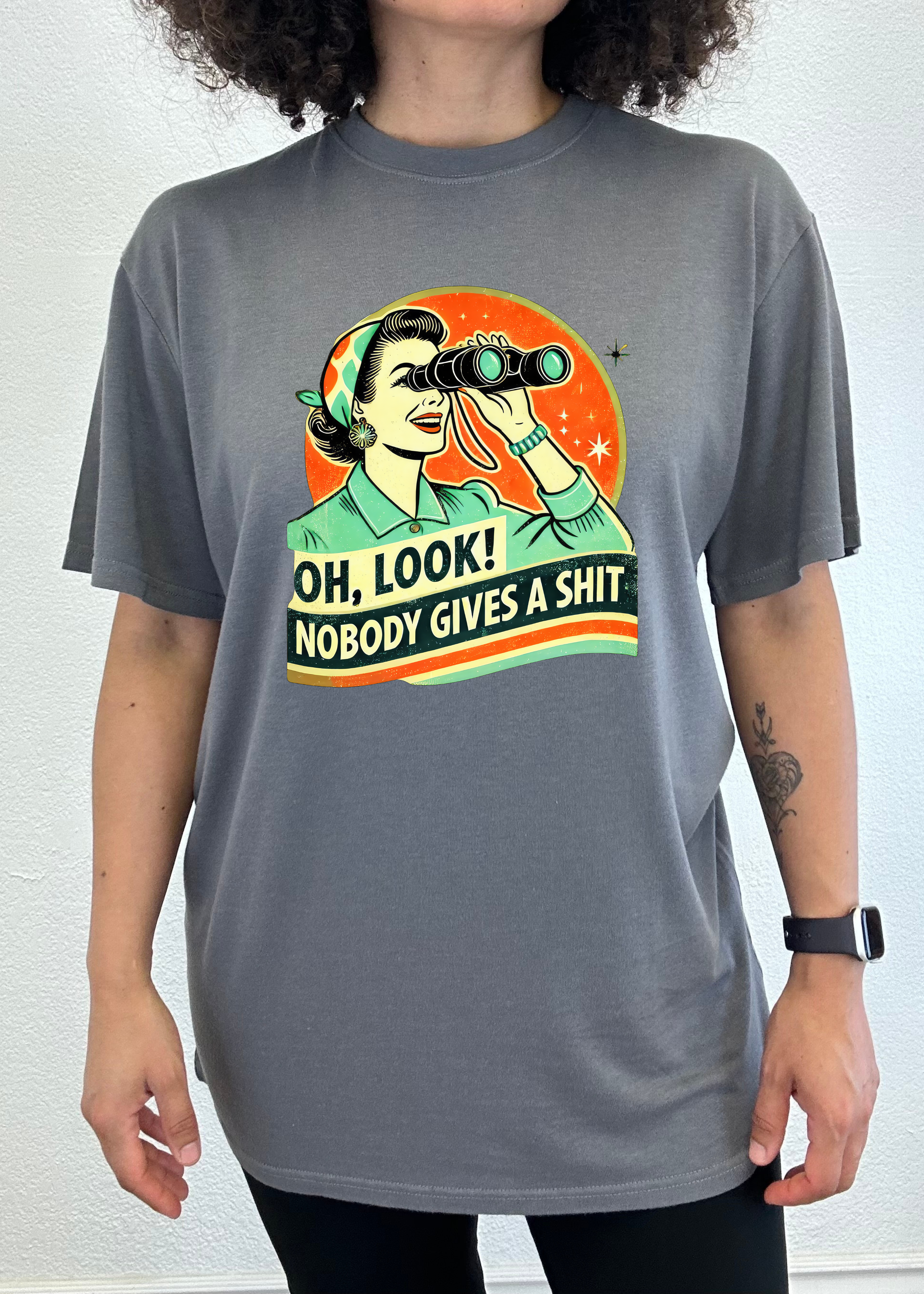 Camiseta gráfica unisex divertida Retro Mujer de bambú/algodón