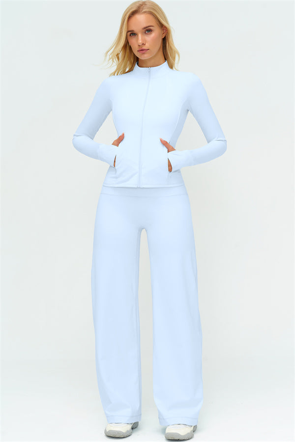 Conjunto de dos piezas de chaqueta Twirl con cremallera y pantalón de pierna recta