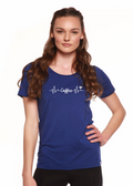 Camiseta de manga corta con cuello redondo para mujer de bambú/algodón con estampado Heartbeat Coffee