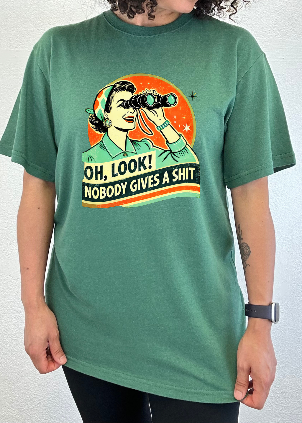 Camiseta gráfica unisex divertida Retro Mujer de bambú/algodón