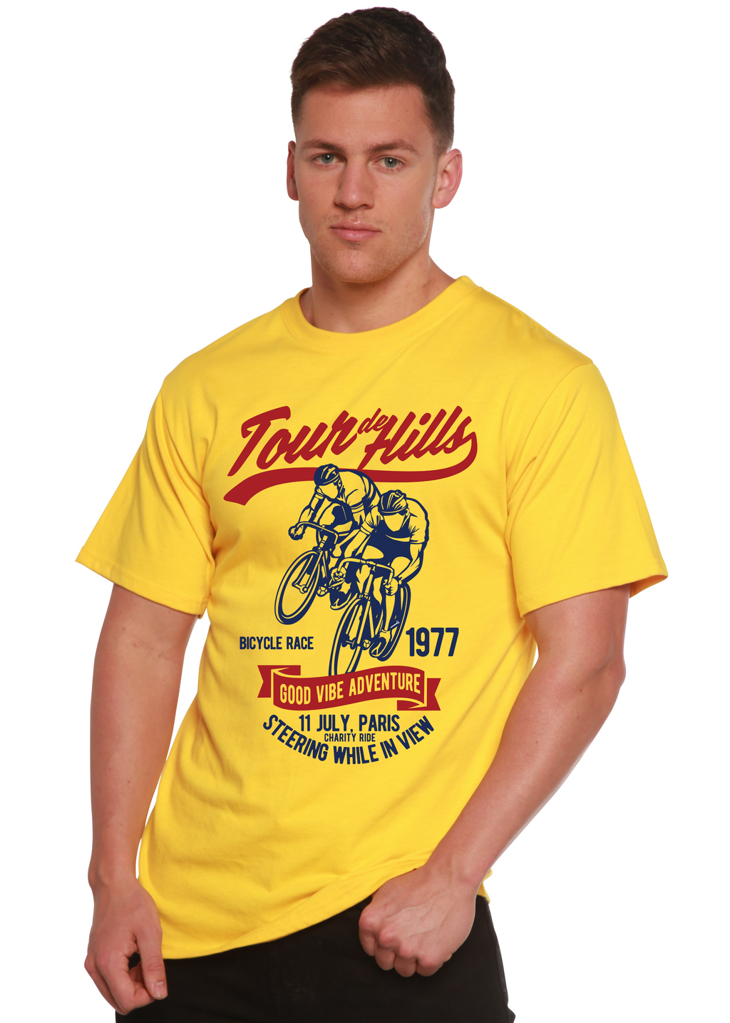 Tour De Hills Camiseta gráfica de manga corta para hombre Spun Bamboo® de bambú viscosa/algodón orgánico