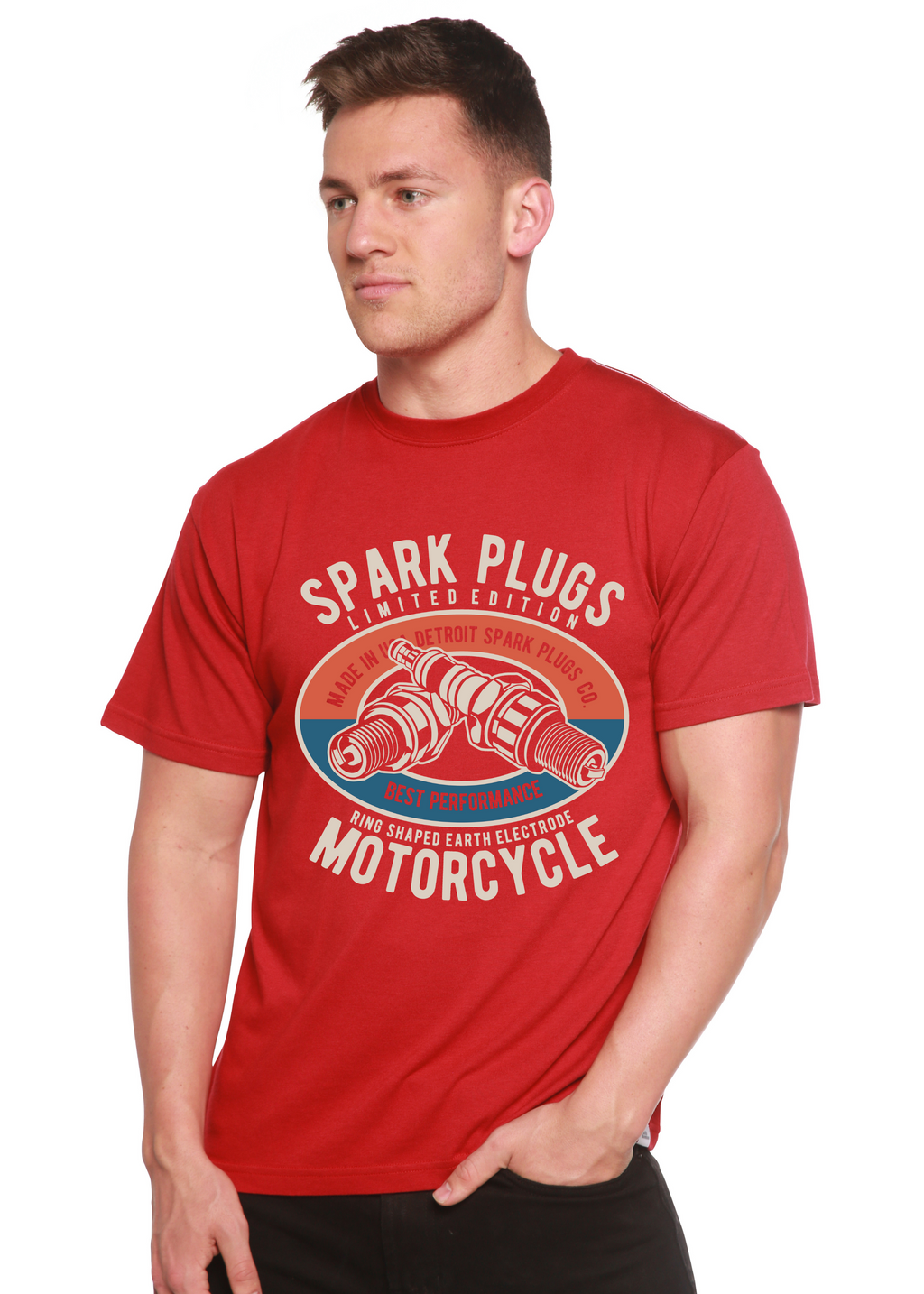 Bujías Spun Bamboo® Camiseta Gráfica de Manga Corta para Hombre de Viscosa de Bambú/Algodón Orgánico