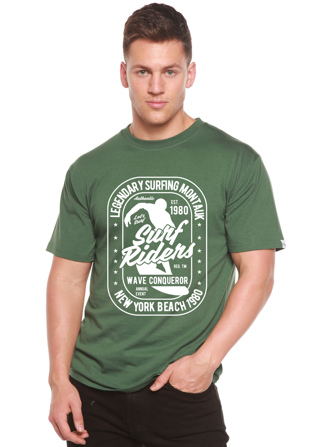 Camiseta gráfica de manga corta para hombre Surf Rider Spun Bamboo® de bambú viscosa/algodón orgánico